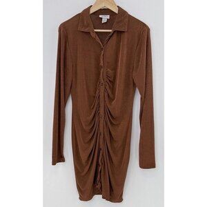 Just Polly Women’s Brown Stretch Slinky Knit Bodycon‎ Dress Size XL Boho Hippie